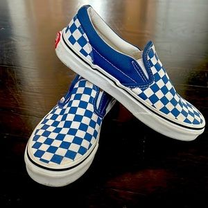 Kids checkered vans, blue and white. Size 1.5
